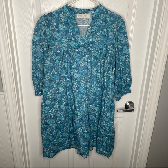 Beverly Drive Tuckernuck Blue Floral Tiered Mini Dress Retro Cottagecore S - Picture 2 of 12